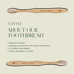 Close-up of extra-soft bristles on a bamboo toothbrush