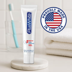 Three tubes of Plus White whitening gel arranged together