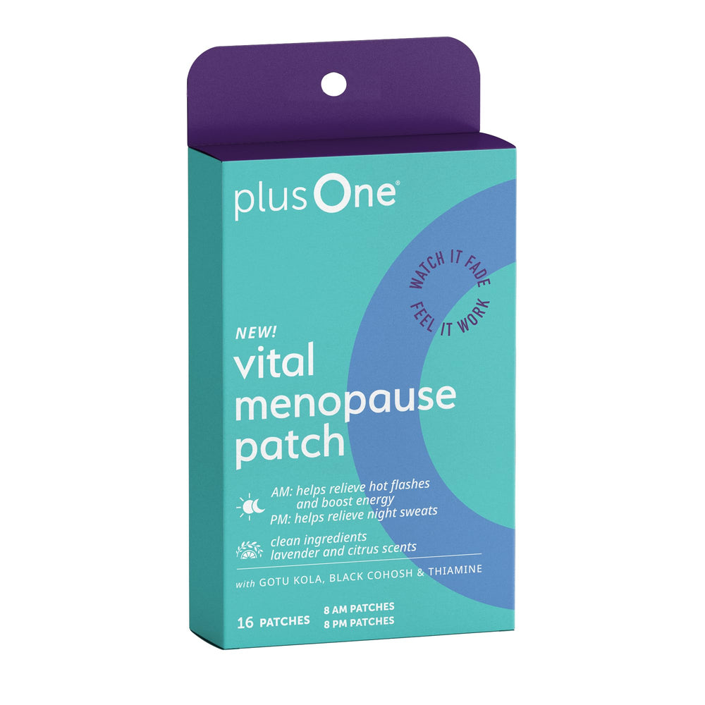 PlusOne Vital Menopause Patch AM patch applied to skin