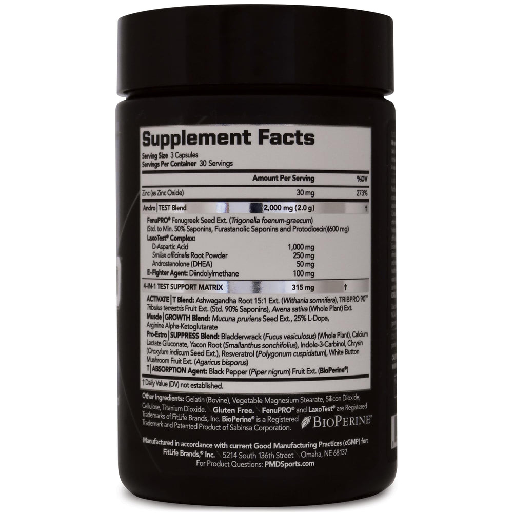 PMD Methyl Andro ingredients blend image emphasizes muscle growth support.