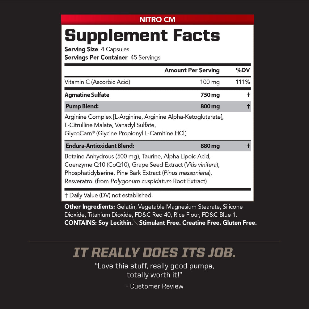 PMD Nitro CM capsules close-up highlighting convenient dose for stronger workouts.