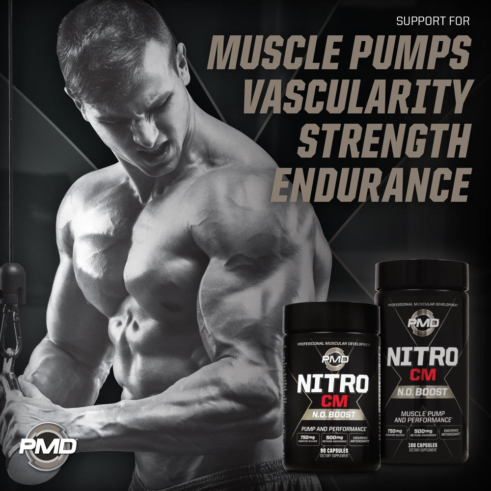 PMD Nitro CM serving scoop ready for quick pre-workout preparation.