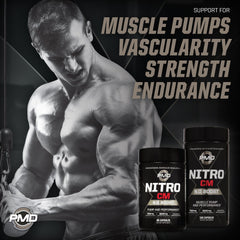 PMD Nitro CM serving scoop ready for quick pre-workout preparation.