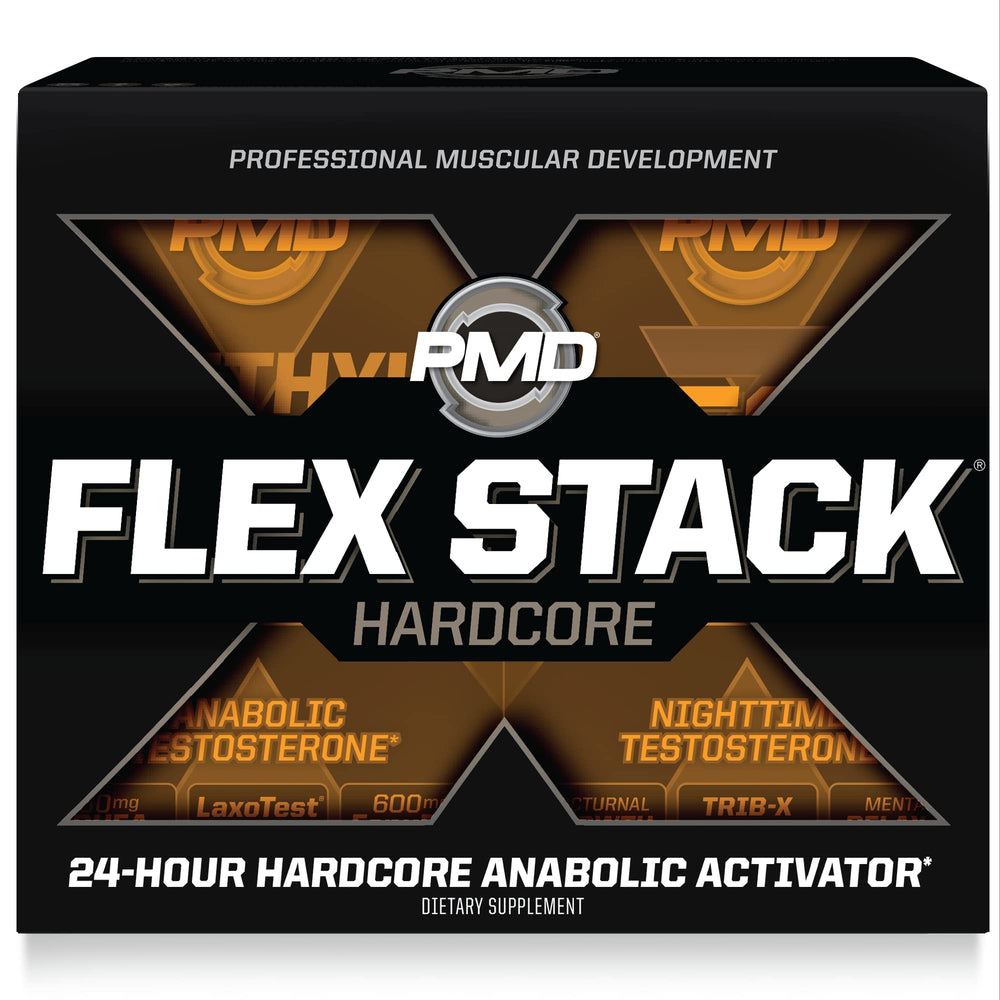 PMD Sports Flex Stack Hardcore bottle and capsules