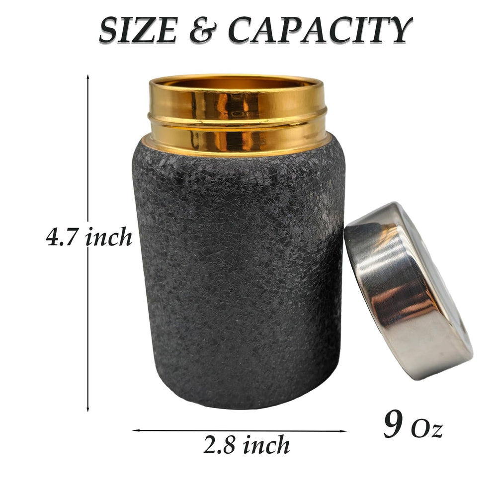 Close-up of 9 oz pocket spittoon in feather black