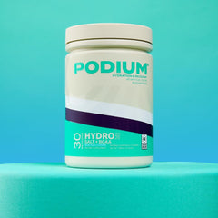 Podium Nutrition Hydro + Salt athlete workout scene suggests recovery and steady performance.