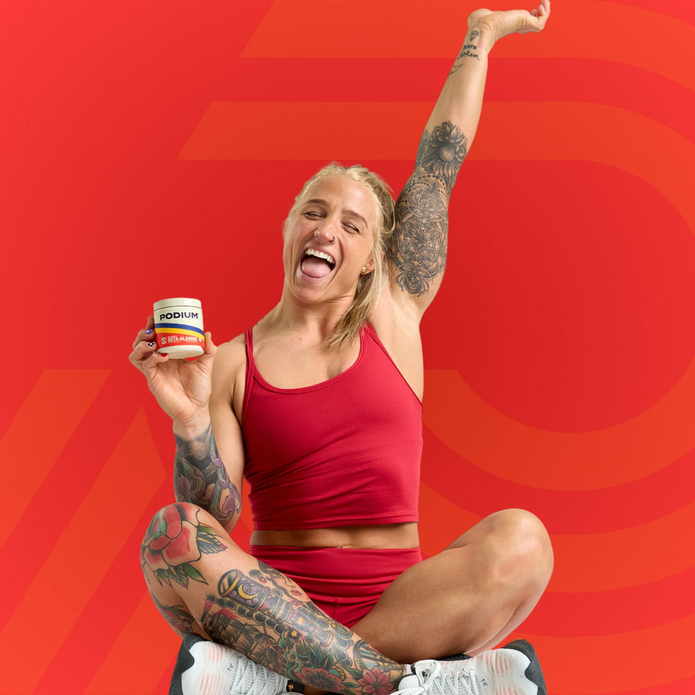 Podium Nutrition Solos beta-alanine unflavored powder ready to scoop