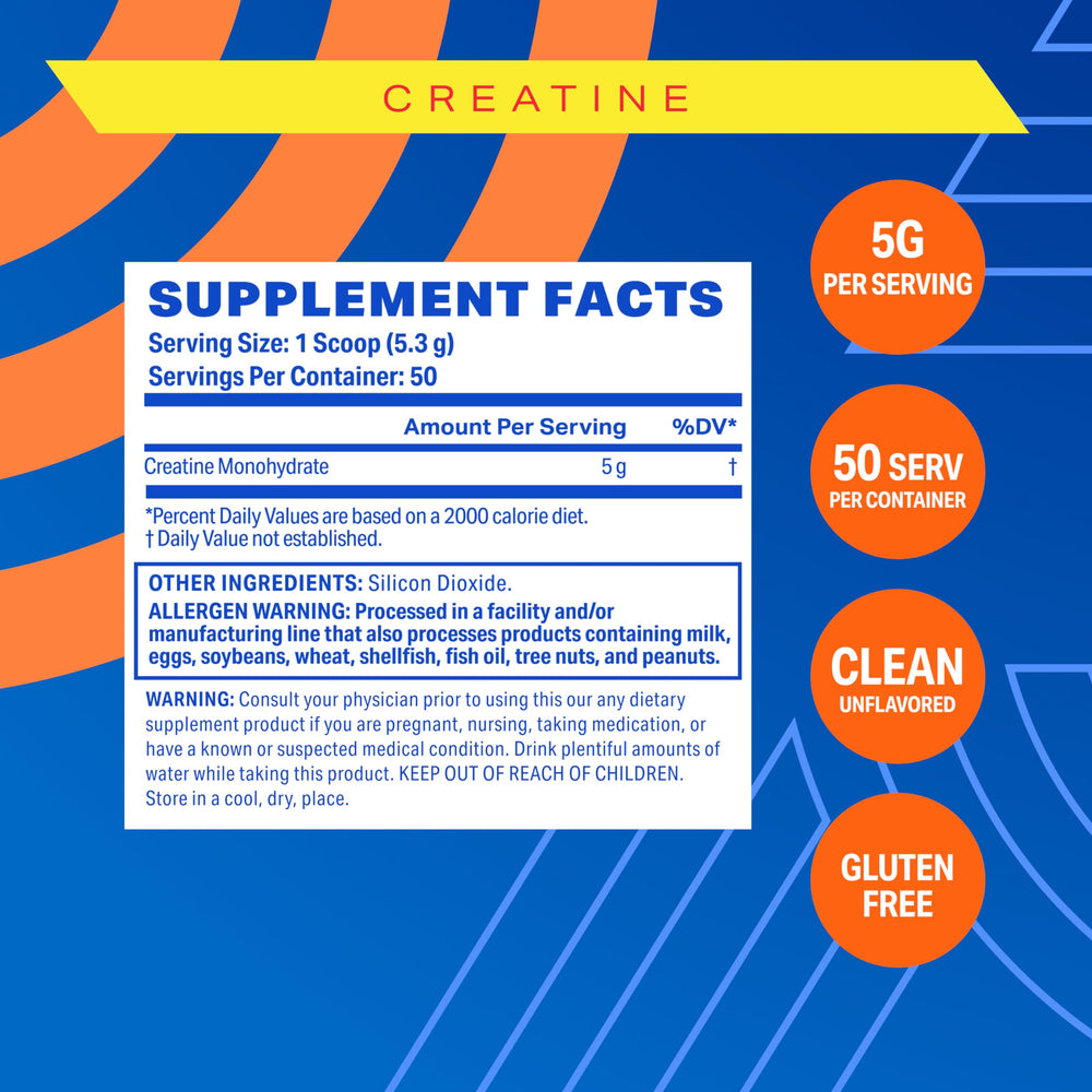 Unflavored Creatine Monohydrate powder in scoop