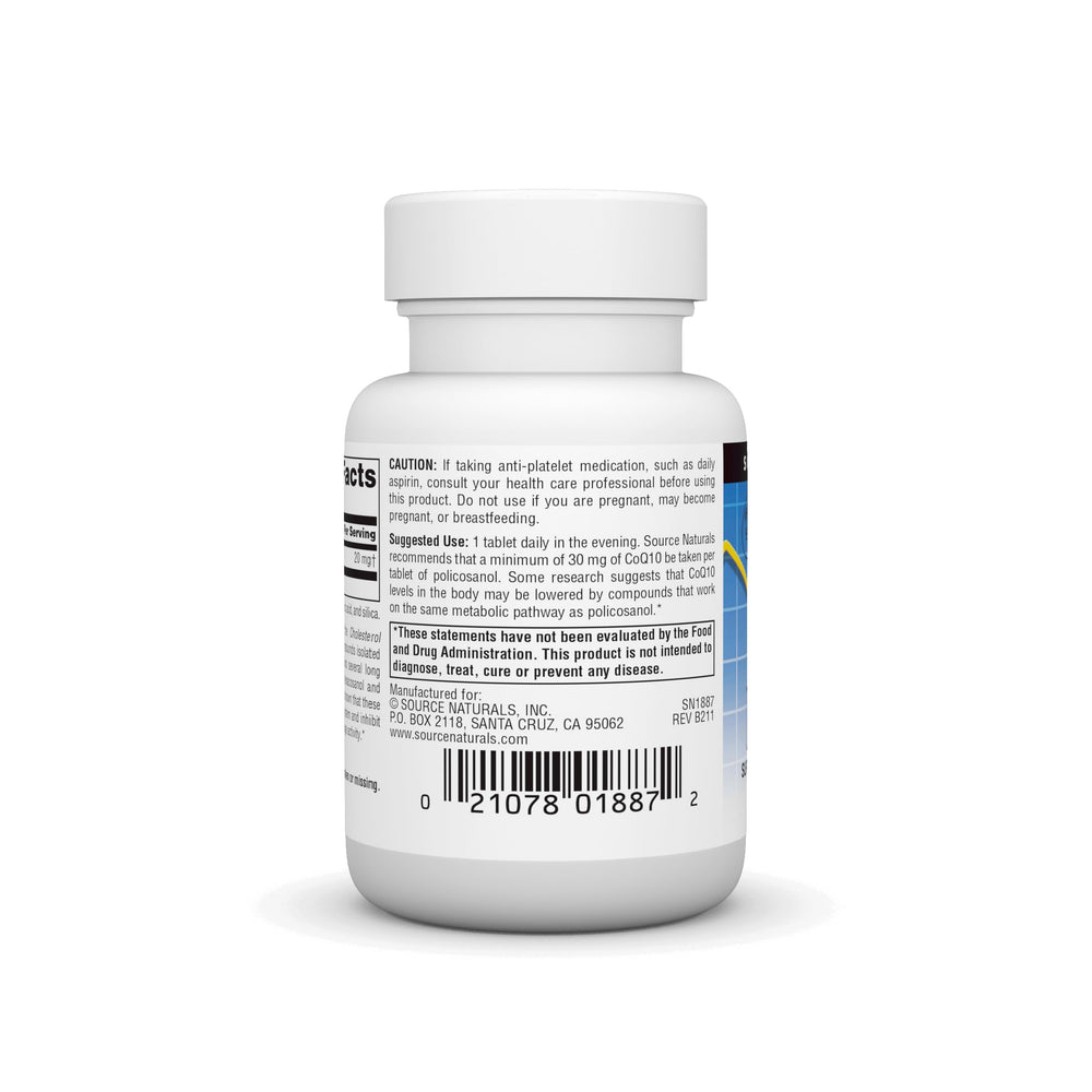 Policosanol supplement facts label