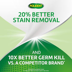 Hands using Polident cleanser with appliances
