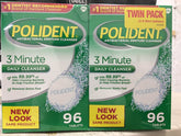 Polident Antibacterial 3 Minute Denture Cleanser with 96 tablets in a pack of 2