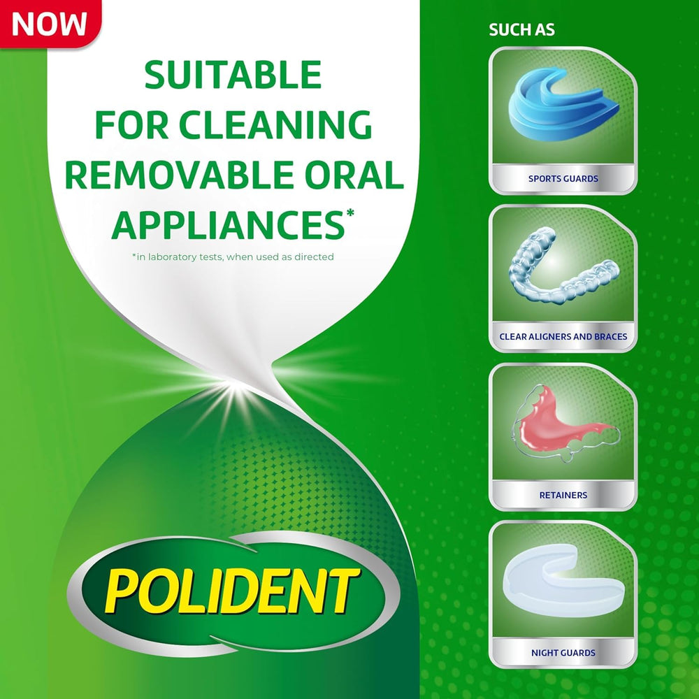 Close-up of Polident Smokers Denture Cleanser tablets
