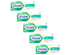 Close-up of Poligrip 5-pack packaging