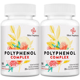 Bottle of 67,500 mg polyphenols supplement on white background
