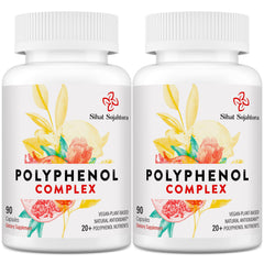 Bottle of 67,500 mg polyphenols supplement on white background