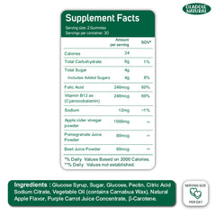 Gummies with pomegranate and beetroot ingredients