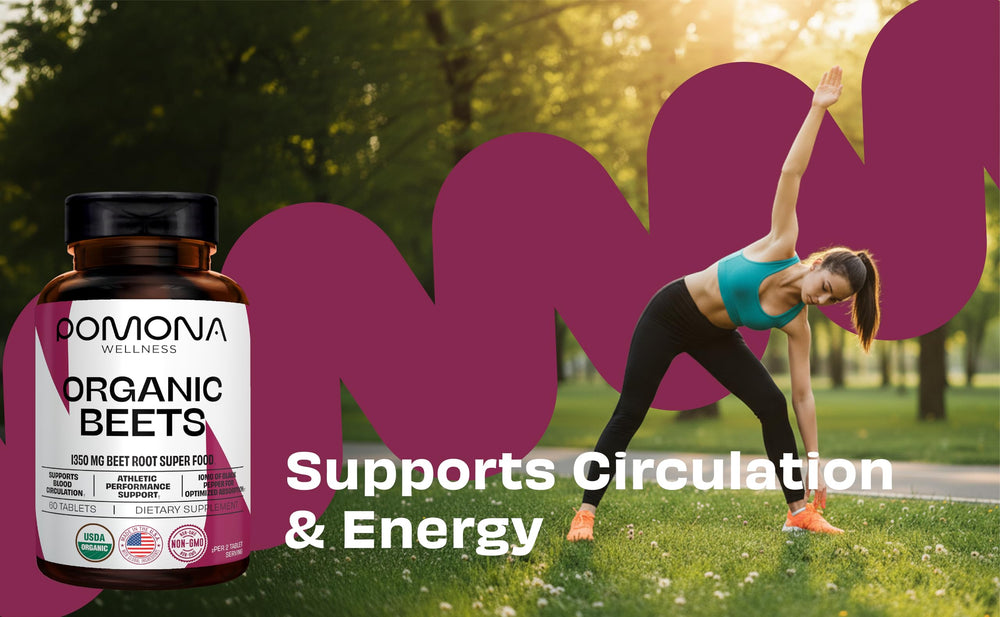 Nutrition facts panel on Pomona Beetroot Powder bottle
