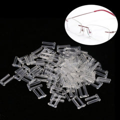 Transparent plastic compression sleeves fixing rimless lenses