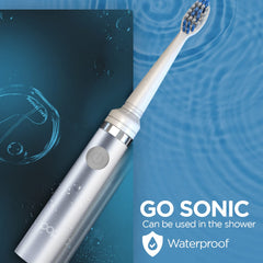Cap-on view of the compact travel toothbrush