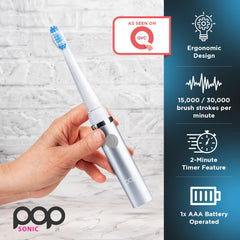 Pop Sonic Electric Toothbrush Metallic Silver – rear view