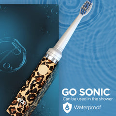 AAA battery included with Go Sonic Leopard toothbrush