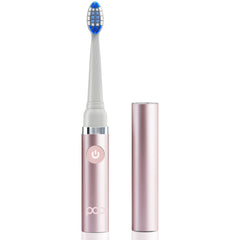 Close-up of Pop Sonic toothbrush head in metallic rose color