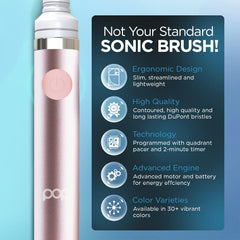 Includes Go Sonic toothbrush, replacement head, and AAA battery