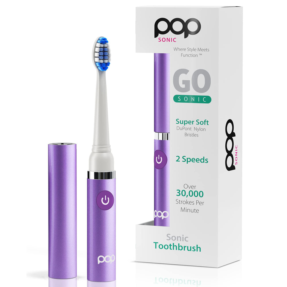 Pop Sonic Purple travel toothbrush front view