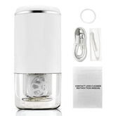 Front view of portable ivory white contact lens cleaner