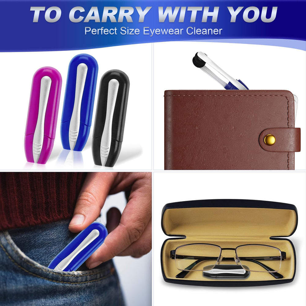 Close-up of ergonomic eyeglasses cleaning brush tip