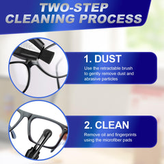 Lightweight, portable eyewear cleaning kit in use