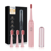 Pink portable travel sonic electric toothbrush with USB charging
