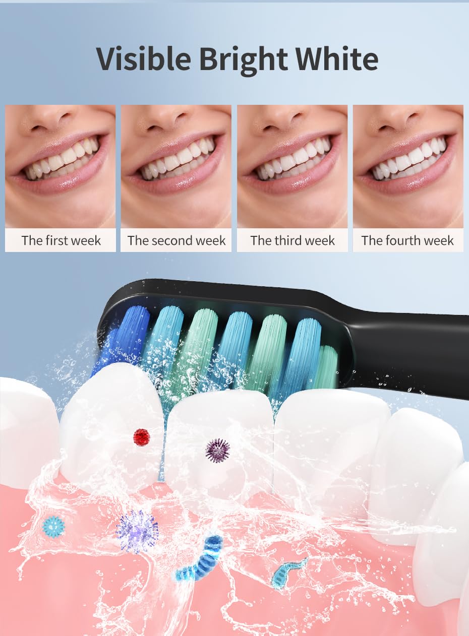 Four replacement brush heads included with pink travel toothbrush