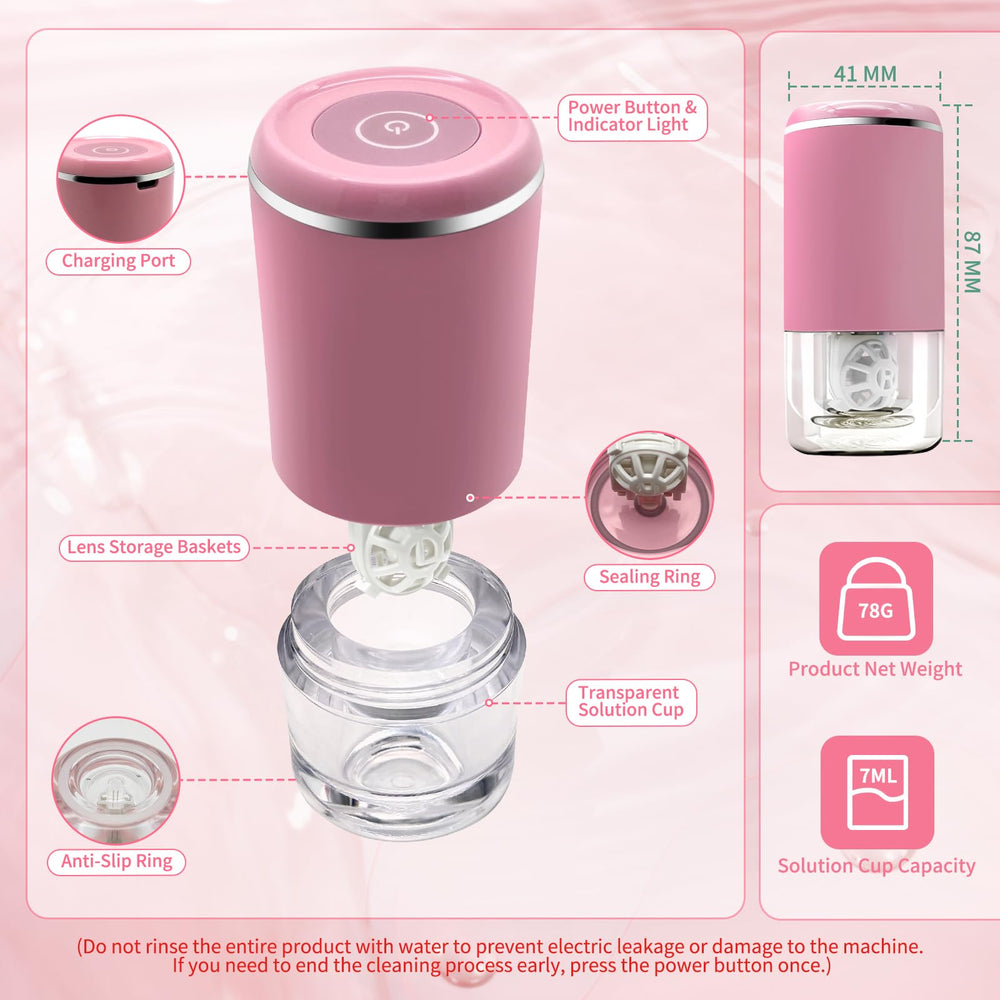 Two-click operation and LED indicators on pink cleaner