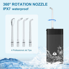 Four interchangeable rotating tips included for deep cleaning