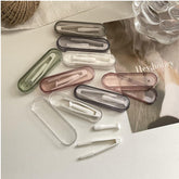 Assorted color portable contact lens tool case set with inserter, remover, and soft-tip tweezer