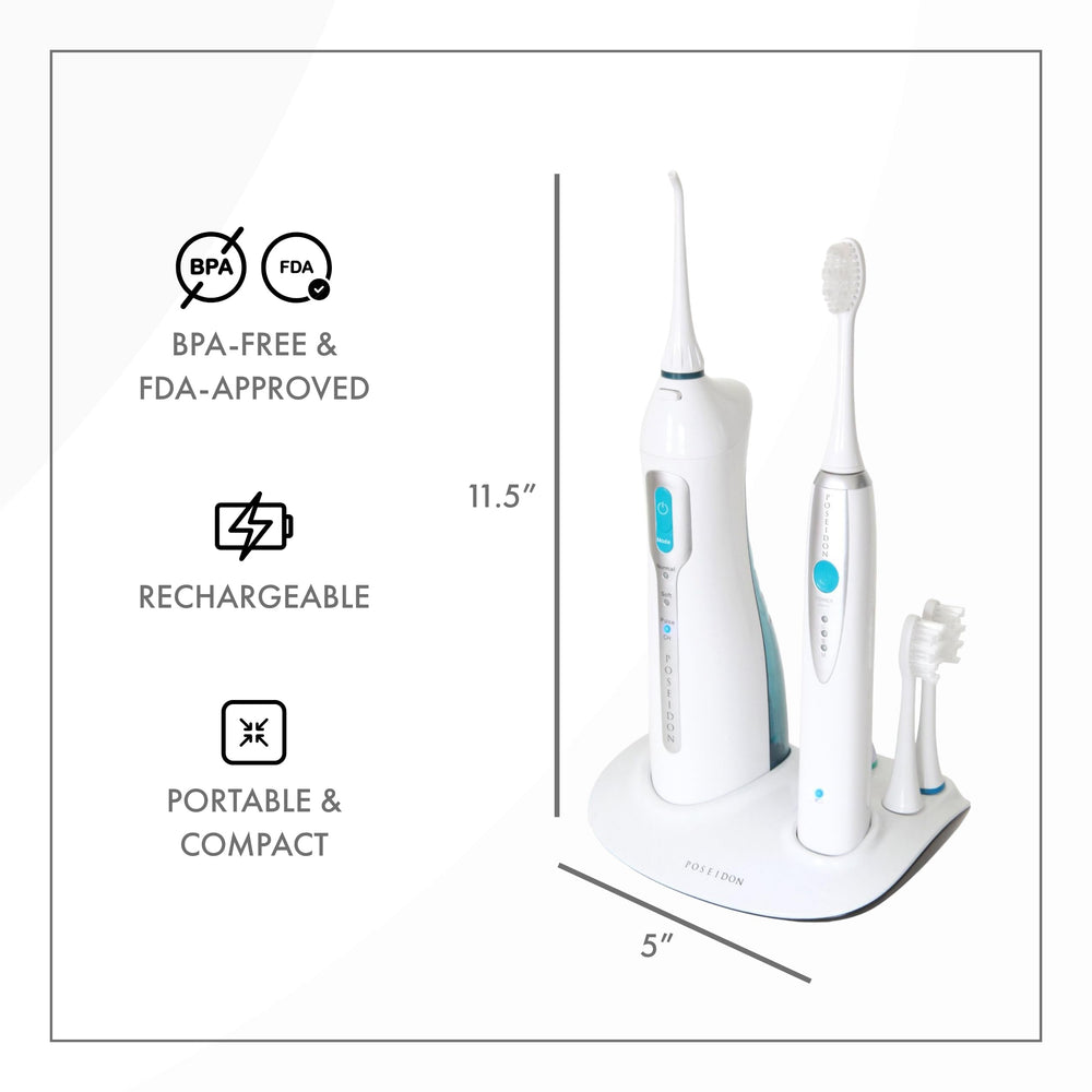 Poseidon toothbrush and irrigator suitable for braces and implants