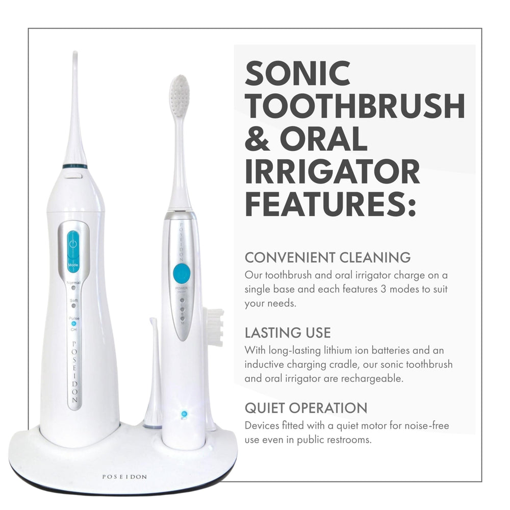 Poseidon charging base for rechargeable sonic toothbrush and irrigator