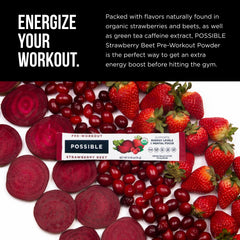 Possible Beet Pre-Workout organic beet root powder label emphasizing clean-energy ingredients
