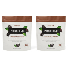 Possible Protein Powder Chocolate Cacao tub front shows a clean label vegan option