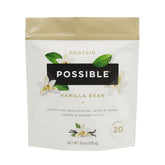 Possible protein powder vanilla bean bag ready for on-the-go use.