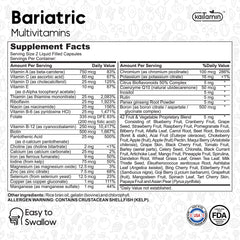 Post-bariatric surgery nutrition bottle highlighting iron content