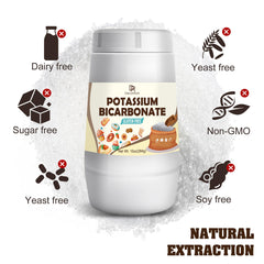 Close-up of potassium bicarbonate powder texture