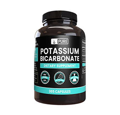 Potassium bicarbonate capsules bottle showing 365-count packaging