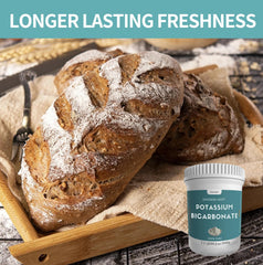 Potassium bicarbonate powder used as a preservative to extend shelf life