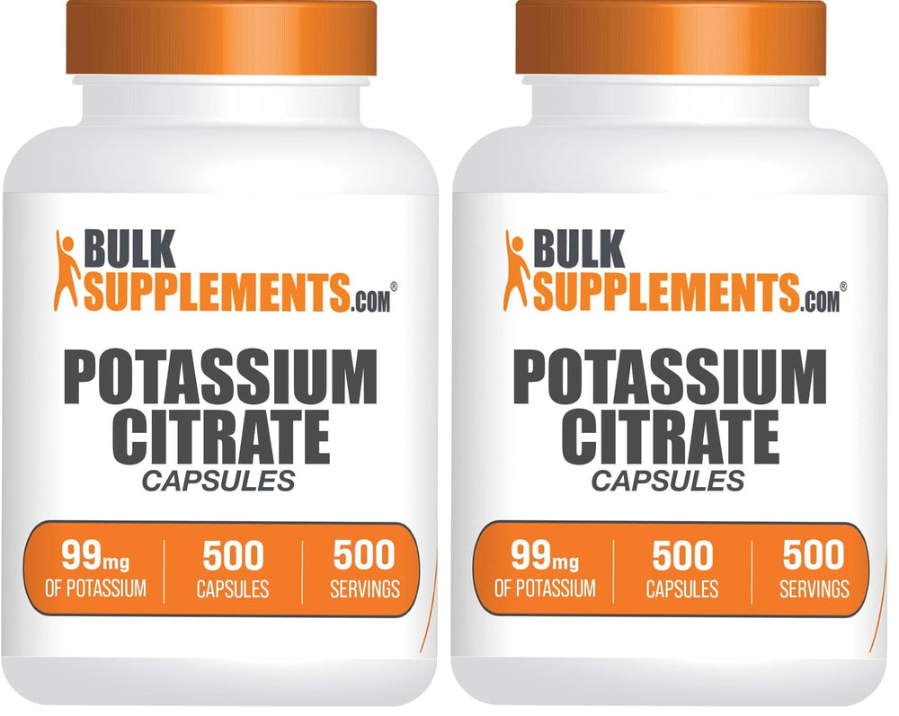 BulkSupplements Potassium Citrate Capsules bottle with 500 capsules (2-pack)