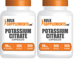 BulkSupplements Potassium Citrate Capsules bottle with 500 capsules (2-pack)