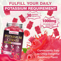 Gummies showing label highlighting 1000mg potassium per serving
