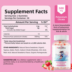 Nutrition label showing 500mg potassium citrate per serving