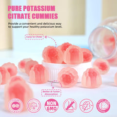 Strawberry flavored vegan and organic potassium gummies